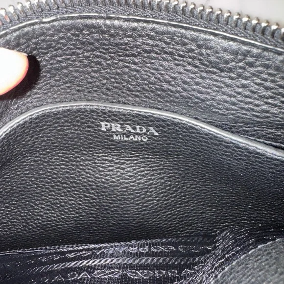 Prada Vitello Leather Double Zip Crossbody Bag, Black, Silver Hardware - Picture 12 of 15